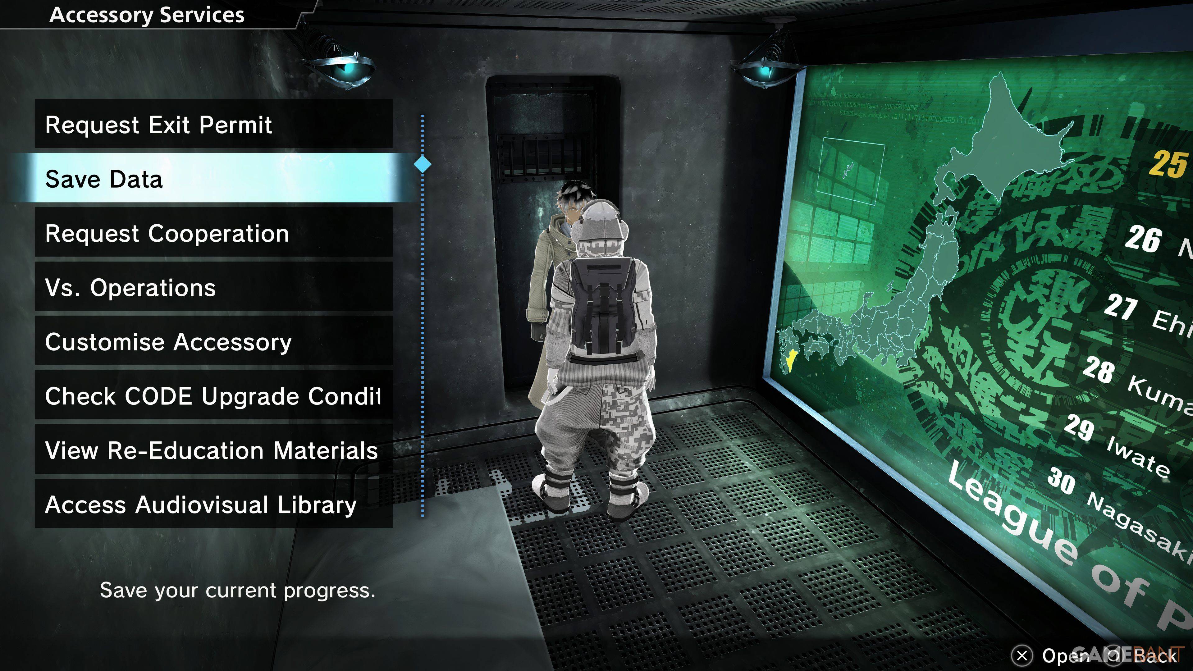 Image: In-game screenshot showing save option