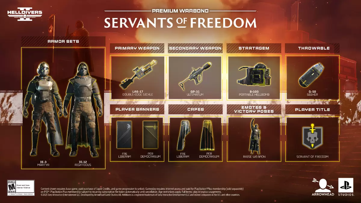 Mga Lingkod ng Kalayaan Warbond Gantimpala sa Helldivers 2.