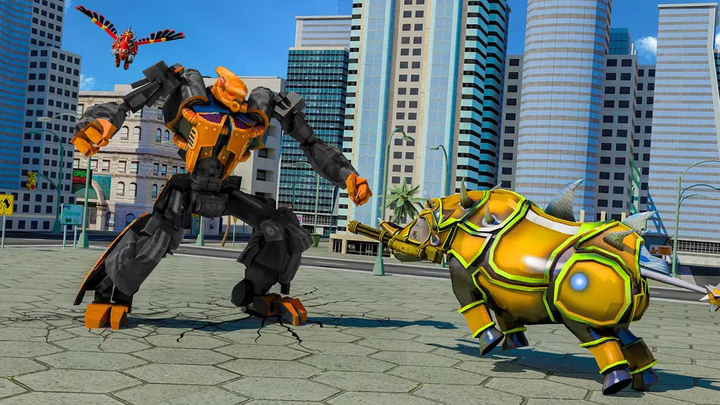 Flying Rhino Robot Transform: Robot War Games スクリーンショット 1