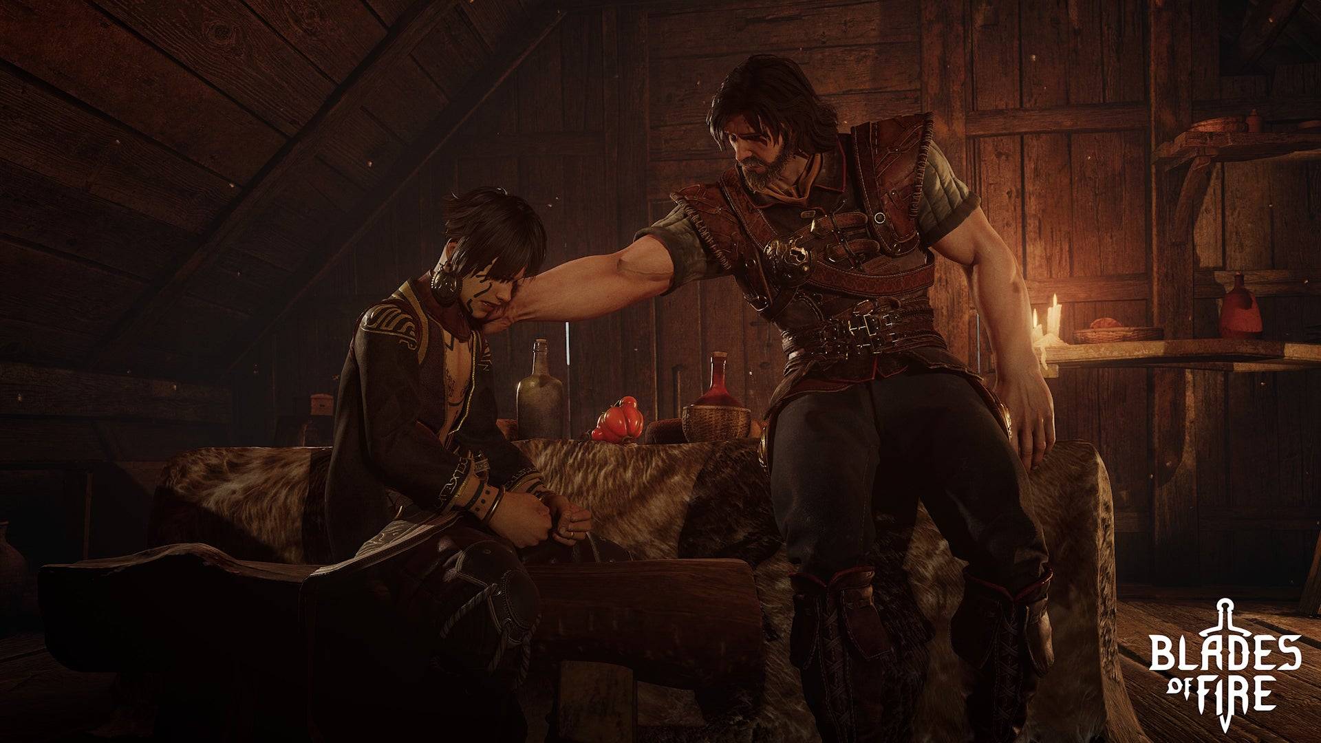 Protagonist Aran and his companion Adso demonstrate environmental interaction