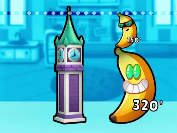 Bananen wurden gestapelt, um die Höhe des Big Ben zu messen