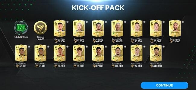 EA Sports FC Mobile Beta 操作介面