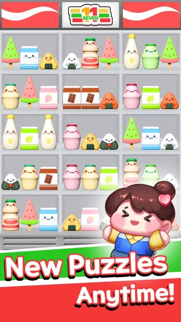 Cheerful woman posing beside neatly stocked supermarket shelves