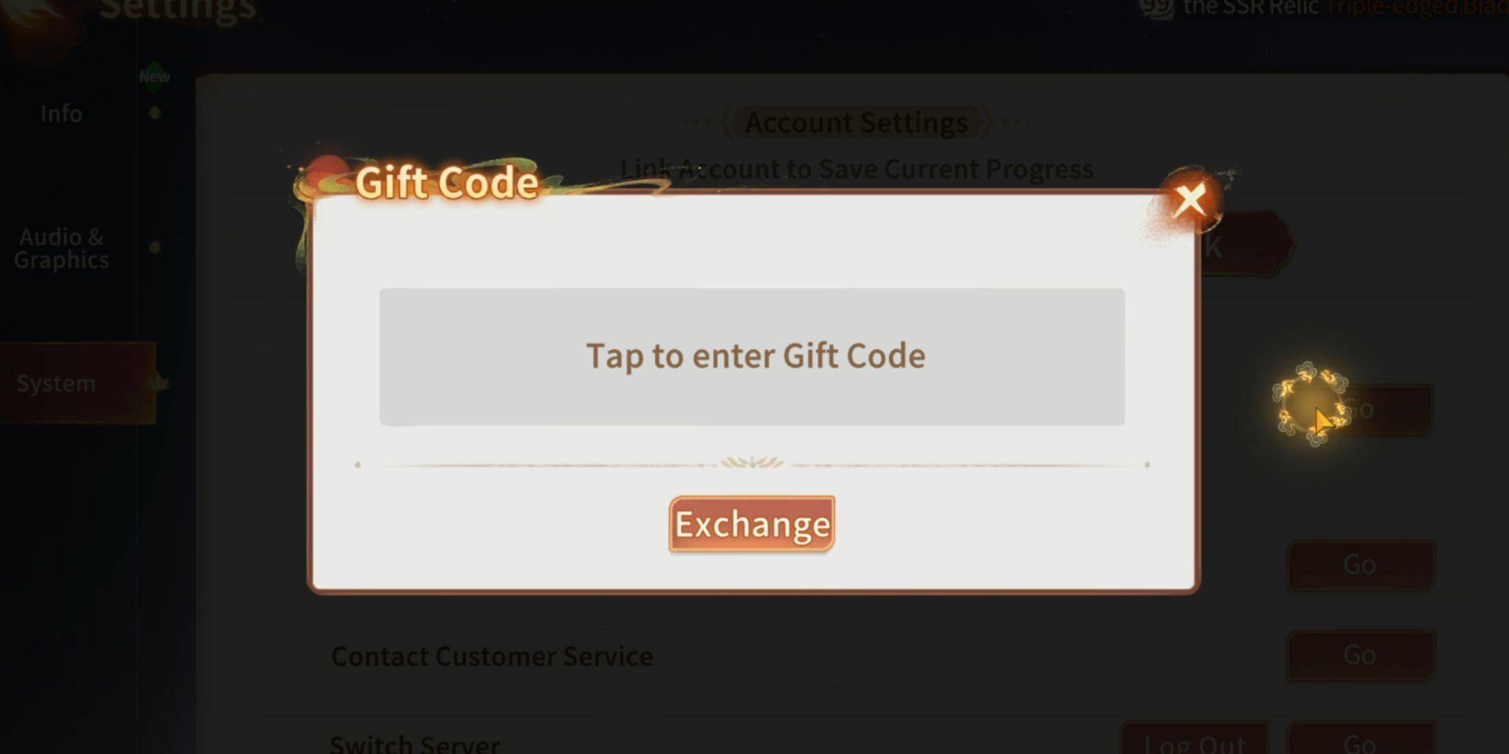 Image: Code redemption interface