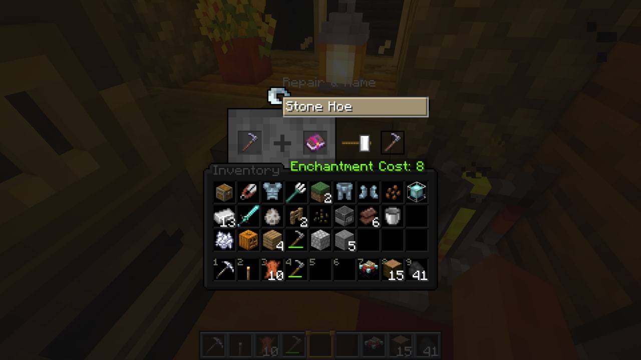 Pag -aayos ng mga enchanted item sa Minecraft