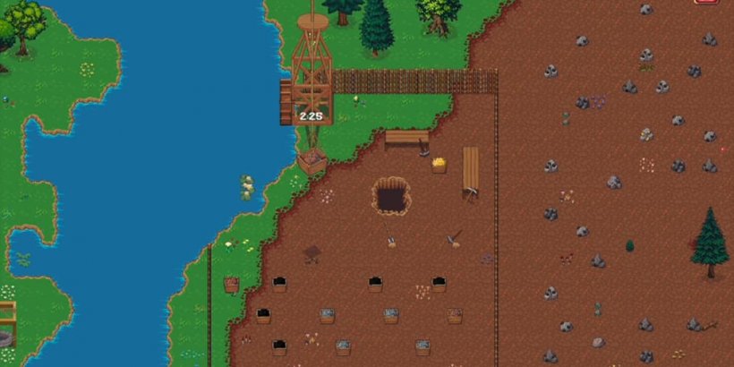 Stone quarry showing stacked buckets and an elevator transporting materials