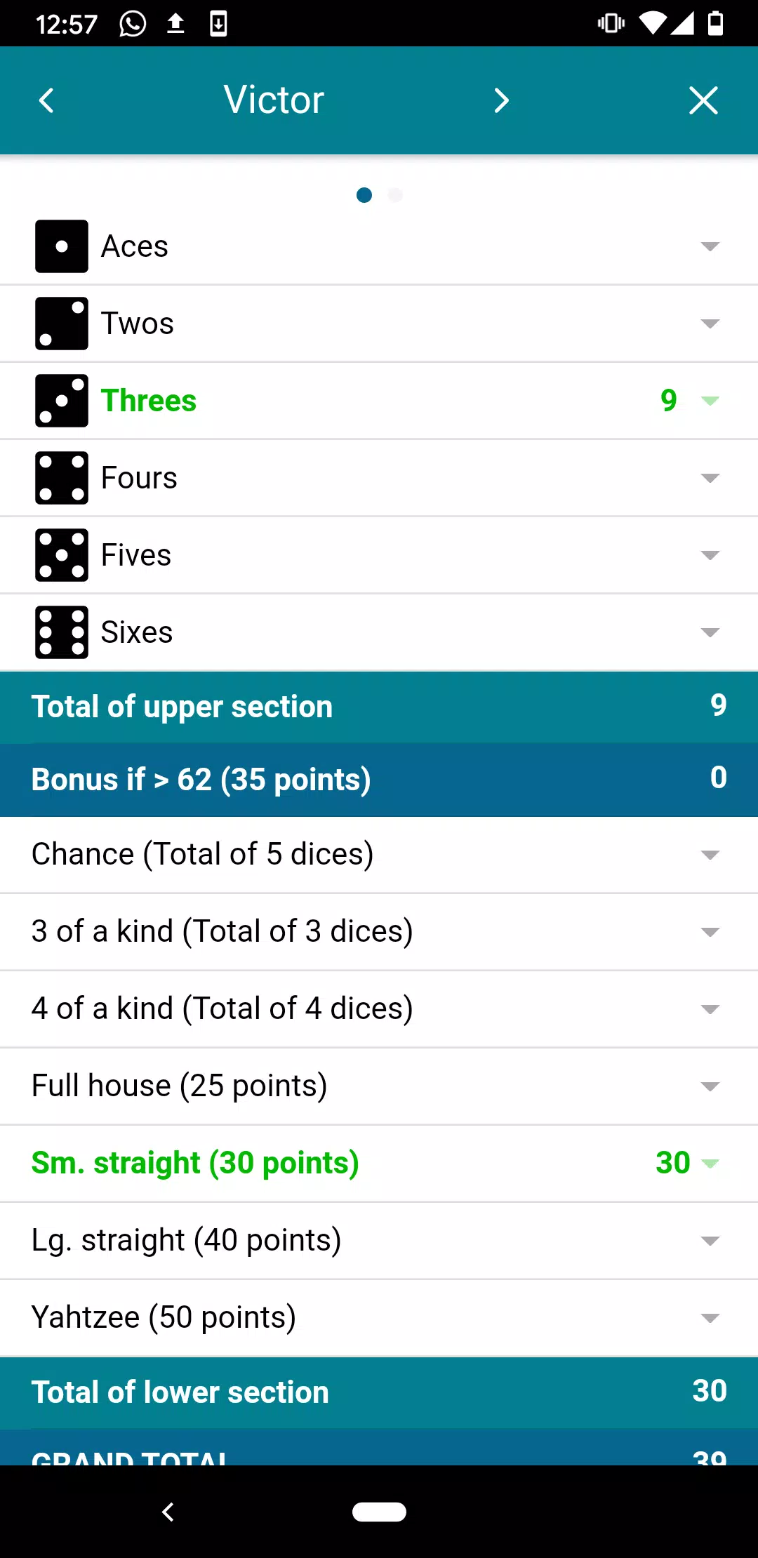 Yam's ScoreSheet (no advertisi Captura de tela 1