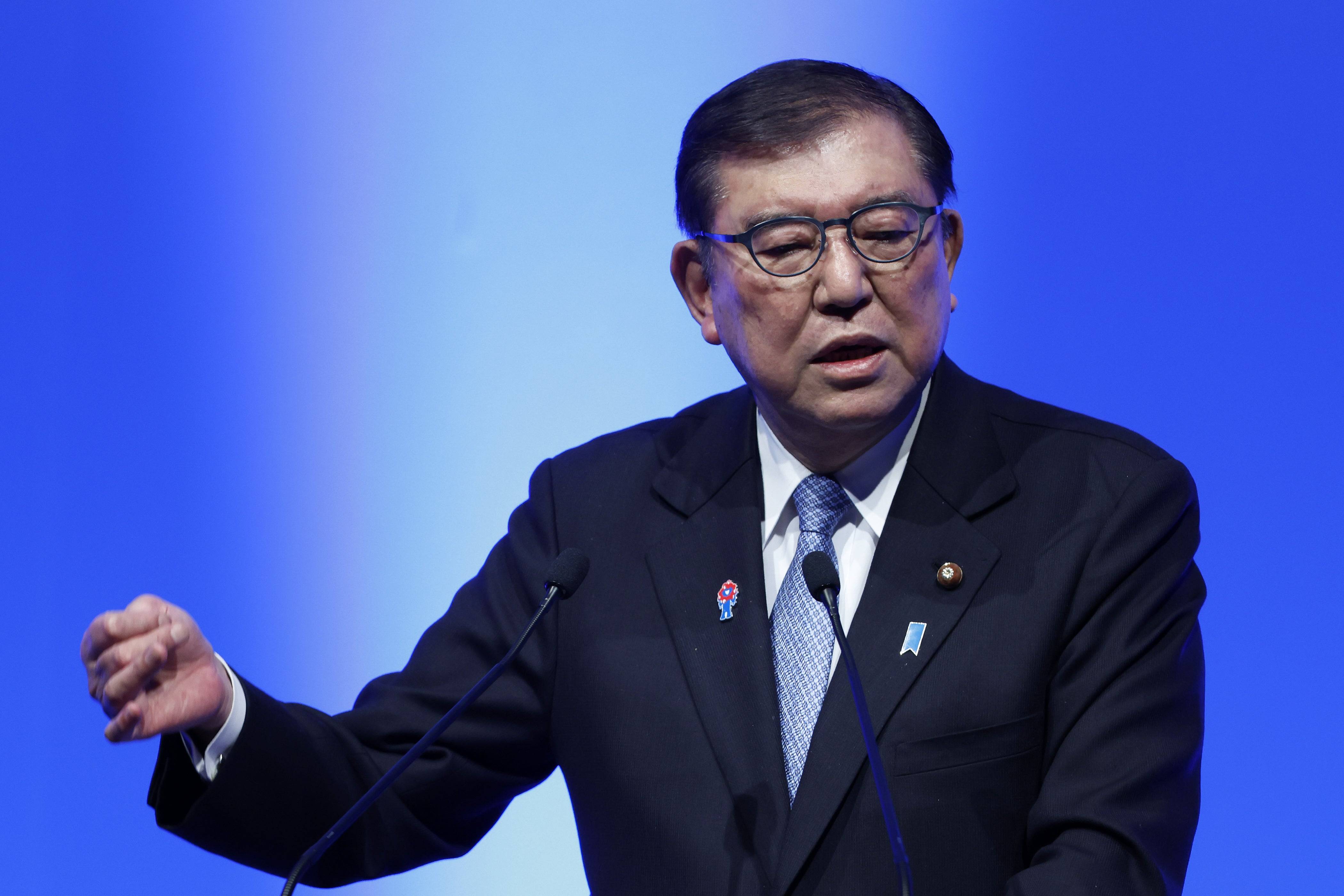 Shigeru Ishiba, the Prime Minister of Japan, responded to a question about Assassin's Creed Shadows. Photographer: Kiyoshi Ota/Bloomberg via Getty Images.