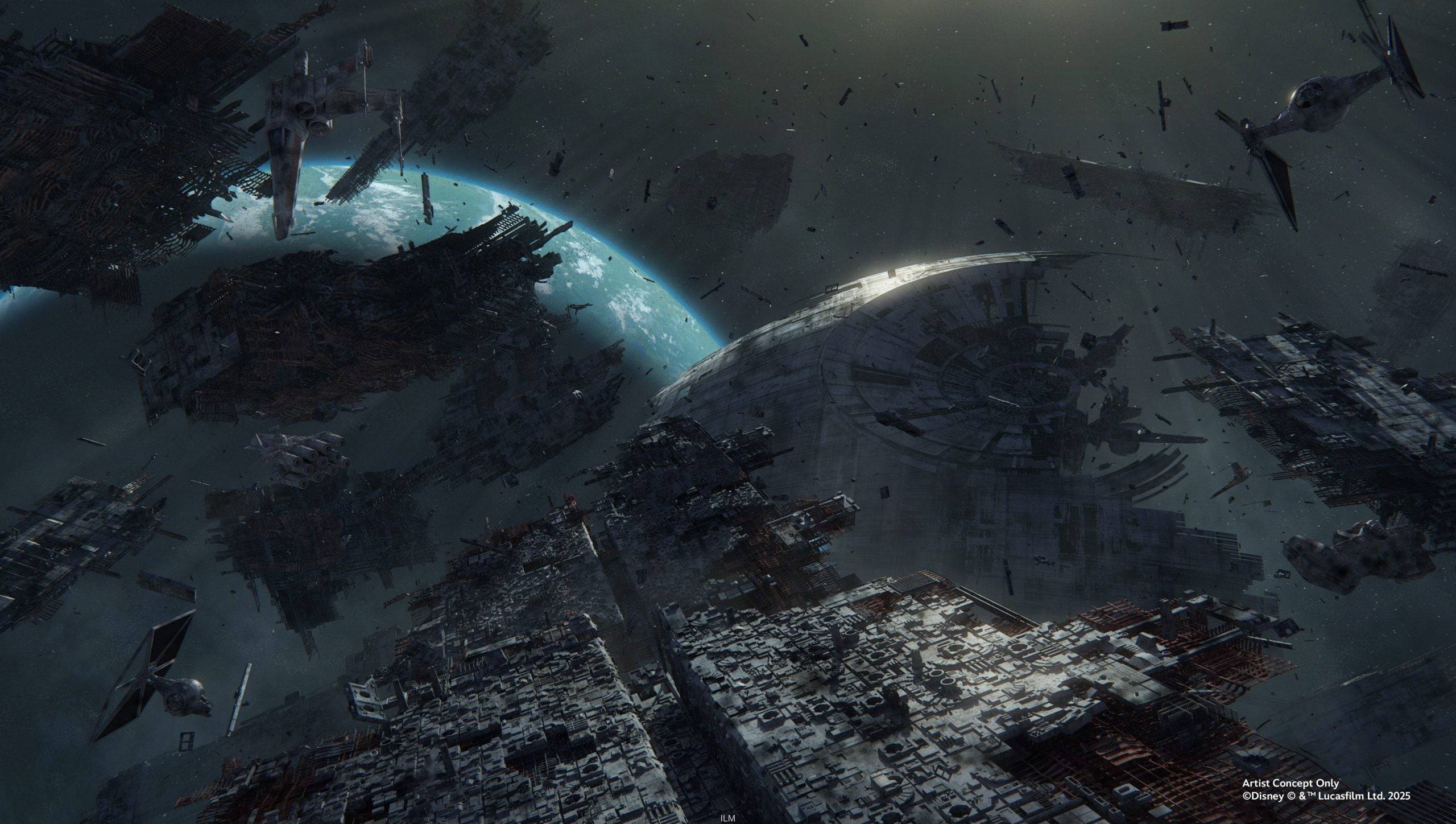 Millennium Falcon flying to Bespin