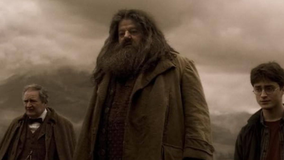 Robbie Coltrane nel ruolo di Hagrid in Harry Potter e il Principe del Blood